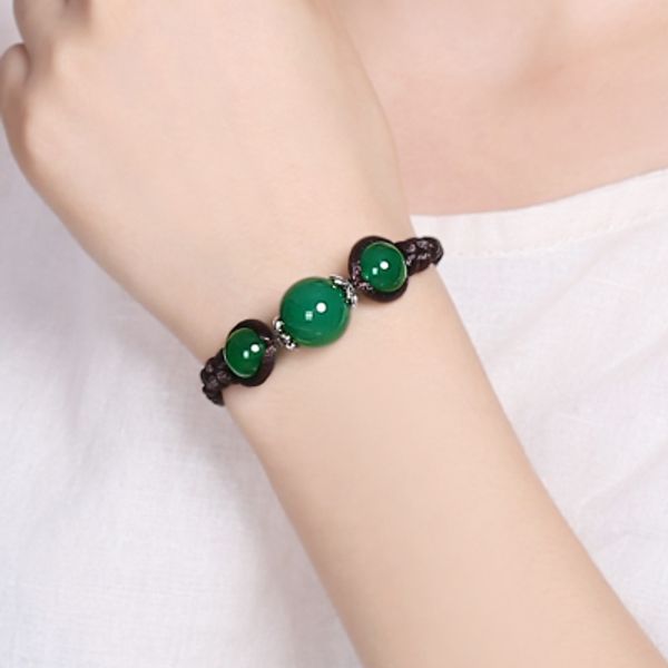 

manual national wind act the role ofing is tasted chinese wind agate bracelet bracelet benmingnian green contracted lovers hand rope female, Golden;silver