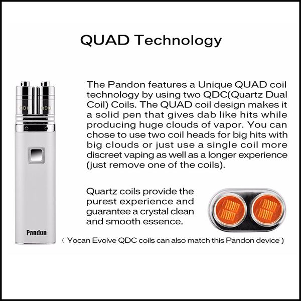 Authentic Yocan Pandon Quartz Dual Coil for Pandon QUAD Wax Pen Kit Same as Evolve QDC Coil Fast Shipping
Authentic Yocan Pandon Quartz Dual Coil for Pandon QUAD Wax Pen Kit Same as Evolve QDC Coil Fast Shipping