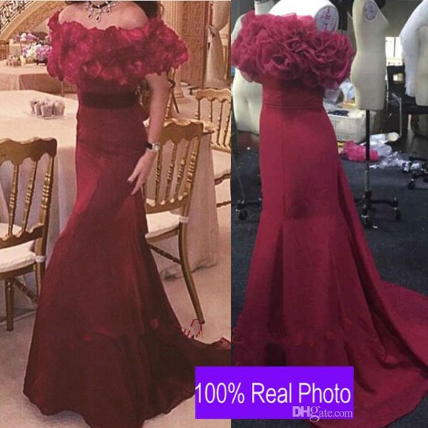 2019 burgundy arabic evening prom dresses off shoulder handmade flowers mermaid formal wear sweep train occasion celebrity party gowns
2019 burgundy arabic evening prom dresses off shoulder handmade flowers mermaid formal wear sweep train occasion celebrity party gowns