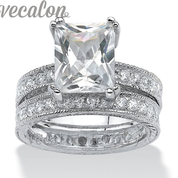 vecalon fashion engagement wedding band ring set for women princess cut 4ct cz diamond 10kt white gold filled party finger ring, Slivery;golden
vecalon fashion engagement wedding band ring set for women princess cut 4ct cz diamond 10kt white gold filled party finger ring, Slivery;golden