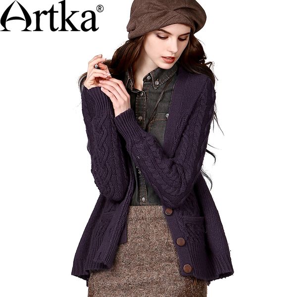 wholesale- artka women's autumn purple slim fit casual all-match thick wool sweater cardigan wb18334d, White;black
wholesale- artka women's autumn purple slim fit casual all-match thick wool sweater cardigan wb18334d, White;black