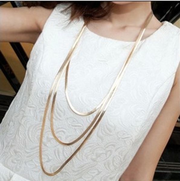 queen's club european style gold snake chain necklace multi layer sweater chain vintage long necklace woman girl necklace christmas gif, Silver
queen's club european style gold snake chain necklace multi layer sweater chain vintage long necklace woman girl necklace christmas gif, Silver