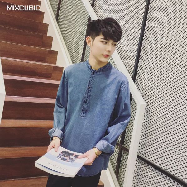 wholesale- mixcubic 2017 spring summer british style wild retro unique stand collar denim shirts men casual slim denim shirts for men,-2xl, White;black
wholesale- mixcubic 2017 spring summer british style wild retro unique stand collar denim shirts men casual slim denim shirts for men,-2xl, White;black