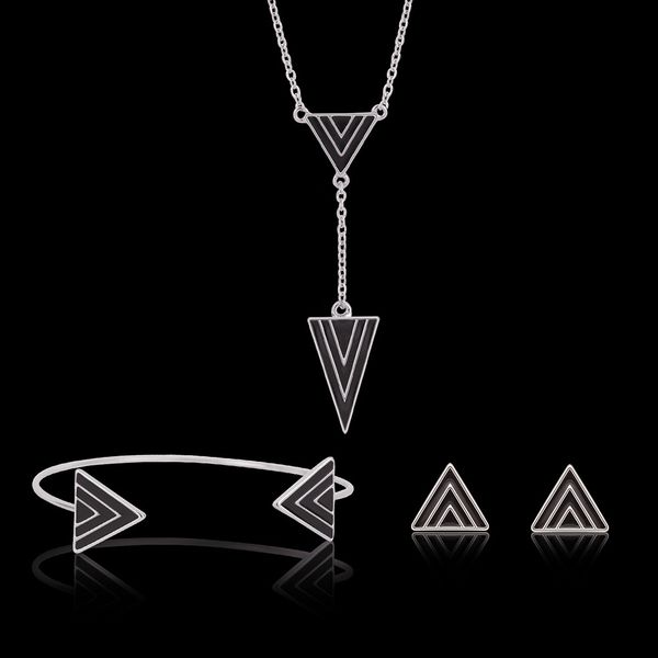 necklace earrings bangle jewelry set vintage brief high grade white gold plated alloy triangles party jewelry 3-piece set wholesale js267, Black
necklace earrings bangle jewelry set vintage brief high grade white gold plated alloy triangles party jewelry 3-piece set wholesale js267, Black