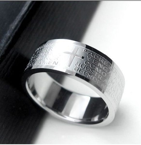 

sale by bulk, 36pcs/box, titanium steel ring,bible carving, unisex, mix size:5-13, and high quality, Golden;silver