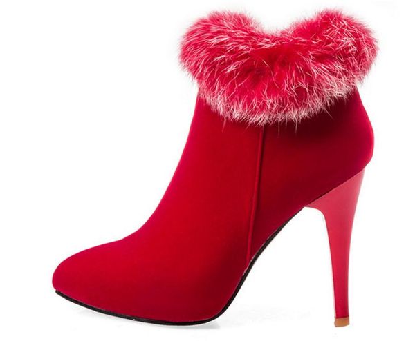 women boots winter high-heeled, Black