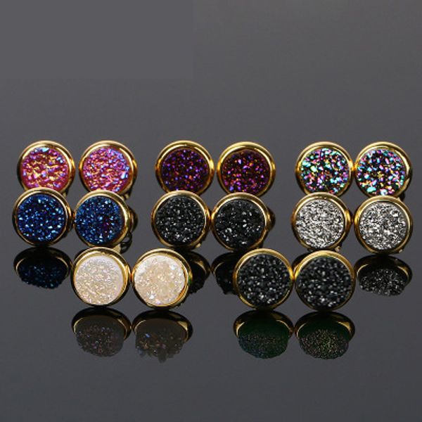 Hot Sale Quartz Druzy Earings Fashion Jewelry 6mm Natural Drusy Druzy Stud Earrings with 24K Gold Plated Round Women Earrings
Hot Sale Quartz Druzy Earings Fashion Jewelry 6mm Natural Drusy Druzy Stud Earrings with 24K Gold Plated Round Women Earrings