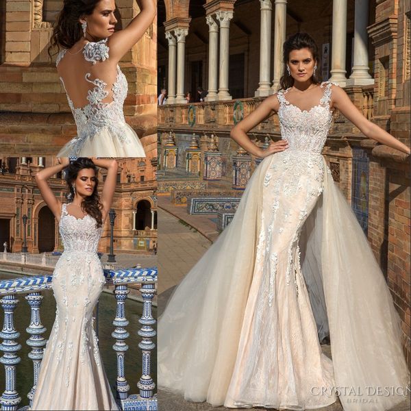 2018 designer mermaid wedding dresses with detachable train beaded appliques full lace bridal gowns sheer back, White;pink
2018 designer mermaid wedding dresses with detachable train beaded appliques full lace bridal gowns sheer back, White;pink