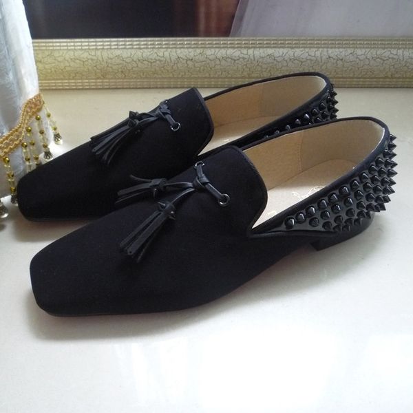 New Black Suede Patent Leather Business Dress Shoes Designer Brand Men Spiked Tassel Loafers Wedding Shoes Red Bottom Oxfords 39-46
New Black Suede Patent Leather Business Dress Shoes Designer Brand Men Spiked Tassel Loafers Wedding Shoes Red Bottom Oxfords 39-46
