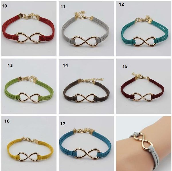 17 colors eight 8 infinity bracelet eight cross bracelet bangle jewelry gold plated genuine leather bracelet rope jewelry for women and men, Golden;silver
17 colors eight 8 infinity bracelet eight cross bracelet bangle jewelry gold plated genuine leather bracelet rope jewelry for women and men, Golden;silver