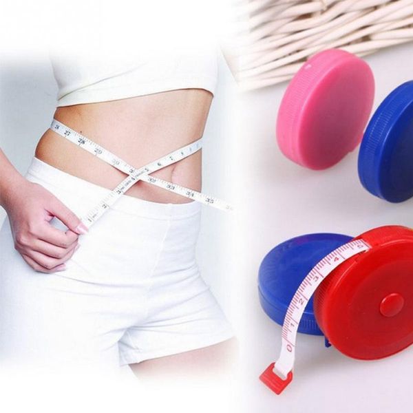 

wholesale-1pcs plastic portable 1.5m retractable ruler centimeter/inch tape measure mini ruler random color