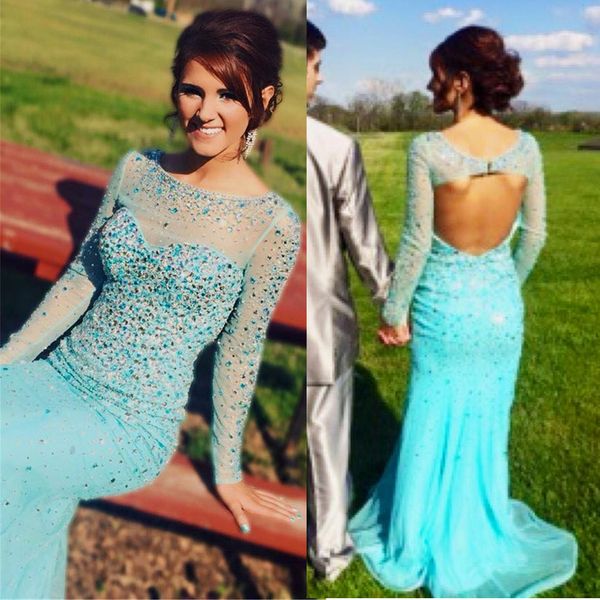 glamorous beadings illusion evening dress long sleeve sweep train bling bling blue prom dress pageant dresses for women, Black
glamorous beadings illusion evening dress long sleeve sweep train bling bling blue prom dress pageant dresses for women, Black