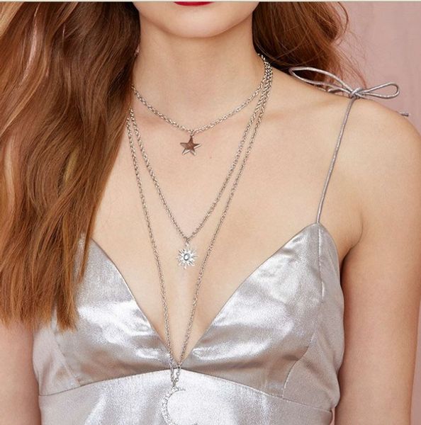 fashion womens jewelry multi layered silver tone star & sun & moon chuncky necklaces womens jewelry, Golden;silver
fashion womens jewelry multi layered silver tone star & sun & moon chuncky necklaces womens jewelry, Golden;silver