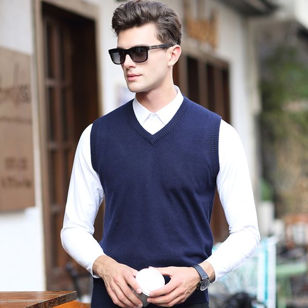 wholesale-2016 latest design v neck solid color mens sleeveless knit cashmere sweater vest, White;black
wholesale-2016 latest design v neck solid color mens sleeveless knit cashmere sweater vest, White;black