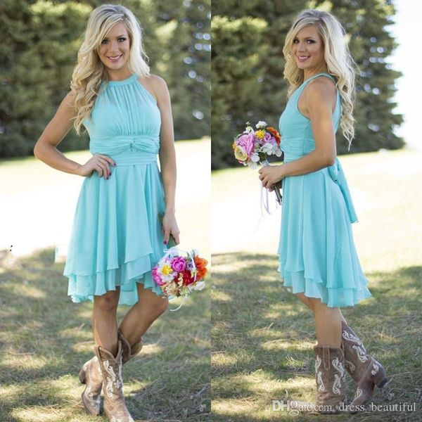 new modest short bridesmaid dresses light sky blue halter neck knee length ruffle chiffon plus size country wedding party dresses, White;pink
new modest short bridesmaid dresses light sky blue halter neck knee length ruffle chiffon plus size country wedding party dresses, White;pink
