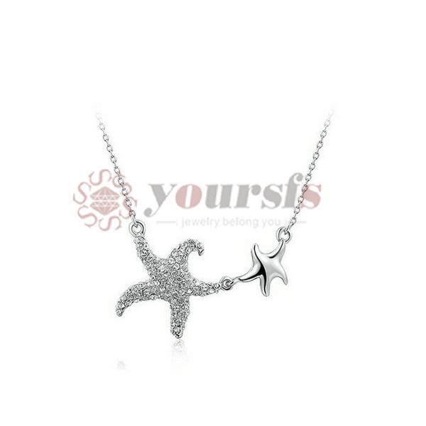 yoursfs trendy seastars pendant necklace three times white gold and rose gold plated zircon statement necklaces for women birthday jewelry, Silver
yoursfs trendy seastars pendant necklace three times white gold and rose gold plated zircon statement necklaces for women birthday jewelry, Silver