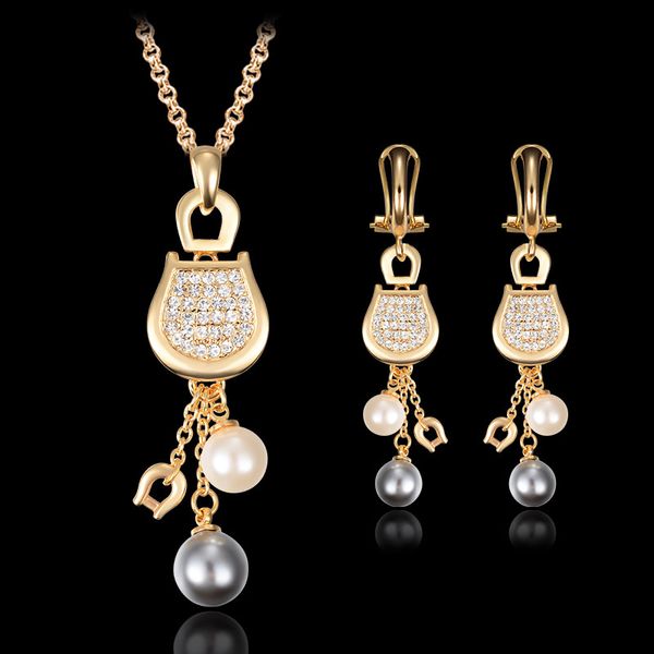 earrings necklace jewelry set exquisite luxury women rhinestone & pearl 18k gold plated party jewelry 2-piece set wholesale js258, Silver
earrings necklace jewelry set exquisite luxury women rhinestone & pearl 18k gold plated party jewelry 2-piece set wholesale js258, Silver