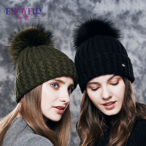 enjoyfur knitted wool hat for women real raccoon fur pompom thick warm women s caps good quality hats for autumn winter skullies beanies, Blue;gray
enjoyfur knitted wool hat for women real raccoon fur pompom thick warm women s caps good quality hats for autumn winter skullies beanies, Blue;gray