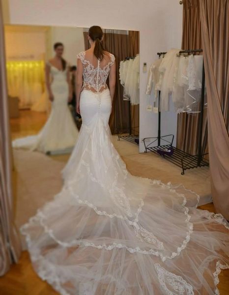 New Design Mermaid Lace Wedding Dress 2019 V Neck Cap Sleeve Sheer Back Cathedral/ Royal Train Bridal Dress Vestido de noiva free shipping
New Design Mermaid Lace Wedding Dress 2019 V Neck Cap Sleeve Sheer Back Cathedral/ Royal Train Bridal Dress Vestido de noiva free shipping