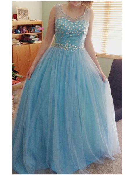 light blue prom dress scoop neck sleeveless rhinestones tulle floor length a line party gowns custom size vestidos de formatura, Black
light blue prom dress scoop neck sleeveless rhinestones tulle floor length a line party gowns custom size vestidos de formatura, Black