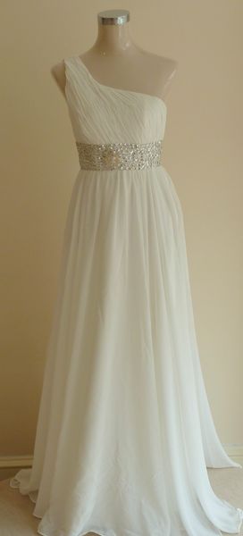 one shoulder long chiffon beach wedding dress with beads 2017 lace up bridal gowns floor length wedding gowns, White
one shoulder long chiffon beach wedding dress with beads 2017 lace up bridal gowns floor length wedding gowns, White