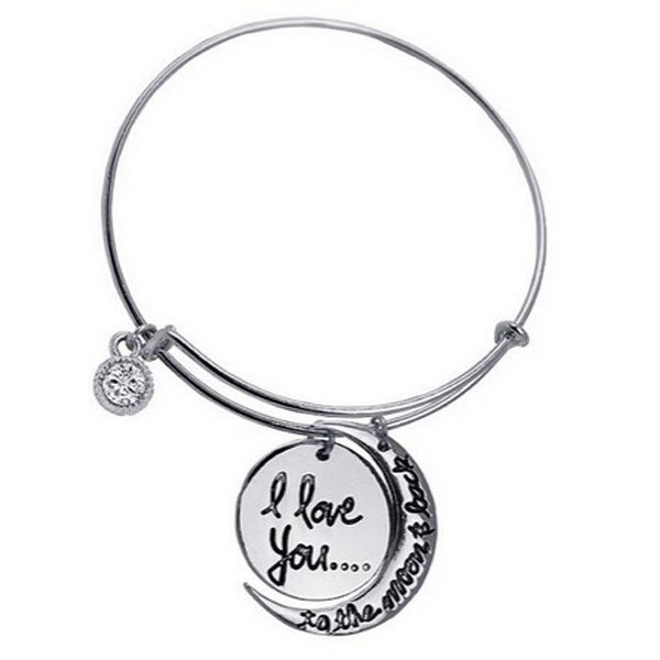 bangle i love you to the moon and back letter charms fashion bracelet for women, Golden;silver
bangle i love you to the moon and back letter charms fashion bracelet for women, Golden;silver