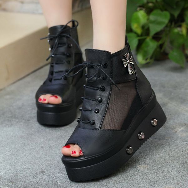 2016 new mesh sandals slope with thick crust fish head shoes high-top muffin mesh high-heeled shoes
2016 new mesh sandals slope with thick crust fish head shoes high-top muffin mesh high-heeled shoes