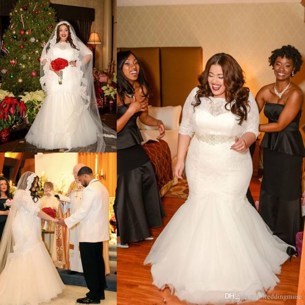 Plus Size Mermaid Wedding Dresses 2020 Hot Sale Bridal Gowns 1/2 Long Sleeves Lace Bodice Belted Sash Covered Buttons Back Sweep Train
Plus Size Mermaid Wedding Dresses 2020 Hot Sale Bridal Gowns 1/2 Long Sleeves Lace Bodice Belted Sash Covered Buttons Back Sweep Train