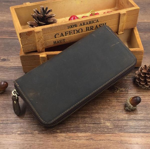 new vintage genuine crazy horse leather mens long zipper wallet card holder clutch dark brown luxury purse, Red;black
new vintage genuine crazy horse leather mens long zipper wallet card holder clutch dark brown luxury purse, Red;black