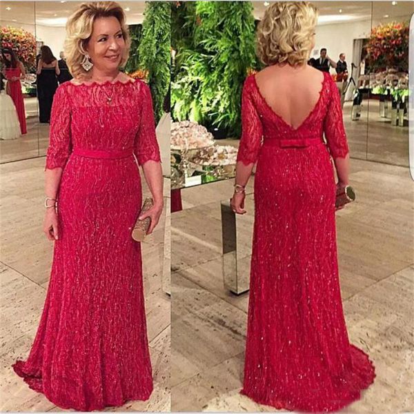 Beads Bling Bling Mother of the Bride Dresses 3/4 Sleeves Sheer Neck Open Back Sheath Wedding Party Dress With Sash Prom Dress
Beads Bling Bling Mother of the Bride Dresses 3/4 Sleeves Sheer Neck Open Back Sheath Wedding Party Dress With Sash Prom Dress
