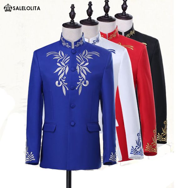 wholesale- red/black/blue/white bridegroom mandarin tuxedo suit embroidery stand collar chinese tunic suit (jacket+pants, White;black
wholesale- red/black/blue/white bridegroom mandarin tuxedo suit embroidery stand collar chinese tunic suit (jacket+pants, White;black