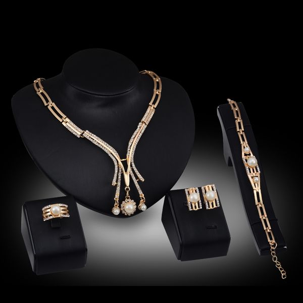 bracelets necklaces earrings rings sets fashion women quality pearl & rhinestone 18k gold plated geometric party jewelry 4-piece set js033, Slivery;golden
bracelets necklaces earrings rings sets fashion women quality pearl & rhinestone 18k gold plated geometric party jewelry 4-piece set js033, Slivery;golden