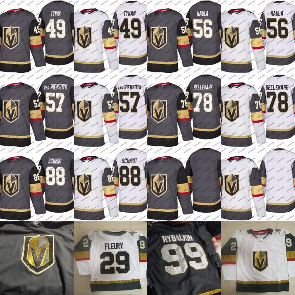 

2017-18 Inaugural 100th Patch Vegas Golden Knights Jersey 35 Oscar Dansk 49 TJ Tynan 56 Erik Haula 57 Trevor Van Riemsdyk 88 Nate Schmidt