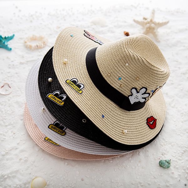 wholesale-stripe patchwork cartoon cloth women straw hat summer outdoor beach wide large brim sunhats visor hat 4 colors, Blue;gray
wholesale-stripe patchwork cartoon cloth women straw hat summer outdoor beach wide large brim sunhats visor hat 4 colors, Blue;gray