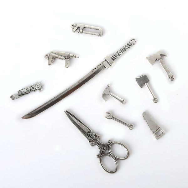 83pcs mixed tibetan silver plated scissor hammer charms pendants jewelry making diy charm handmade crafts jewelry making diy, Bronze;silver
83pcs mixed tibetan silver plated scissor hammer charms pendants jewelry making diy charm handmade crafts jewelry making diy, Bronze;silver