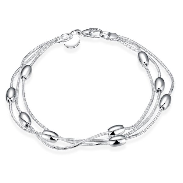 Simple Fashion Silver Plated Bracelet 925 Jewelry Silver Smooth Beads Charms Bracelet Bangle Three Line Chain for Girl and Women Beauty Gift
Simple Fashion Silver Plated Bracelet 925 Jewelry Silver Smooth Beads Charms Bracelet Bangle Three Line Chain for Girl and Women Beauty Gift