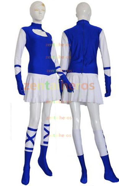 royal blue and white superhero spandex lycra dress set halloween party cosplay zentai suit, Black;red 
royal blue and white superhero spandex lycra dress set halloween party cosplay zentai suit, Black;red