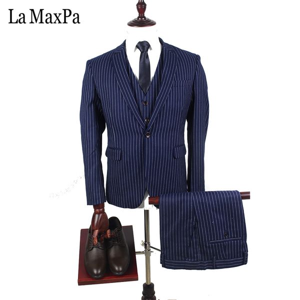 wholesale- la maxpa(jacket+pants+vest) custom made men suit casual slim fit prom groom party wedding for man male business blue stripe suit, White;black
wholesale- la maxpa(jacket+pants+vest) custom made men suit casual slim fit prom groom party wedding for man male business blue stripe suit, White;black