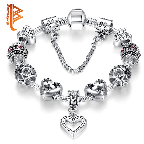 BELAWANG Free Shipping Silver Plated Snake Chain Charm Bracelets Love Heart Shape Pendant Cubic Zirconia Star Beads Bracelet&Bangles 18-20cm
BELAWANG Free Shipping Silver Plated Snake Chain Charm Bracelets Love Heart Shape Pendant Cubic Zirconia Star Beads Bracelet&Bangles 18-20cm