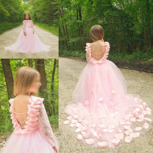 2016 backless junior girls pageant gowns lace long sleeves tulle princess prom party dresses pink flower girls dresses for wedding, White;blue
2016 backless junior girls pageant gowns lace long sleeves tulle princess prom party dresses pink flower girls dresses for wedding, White;blue