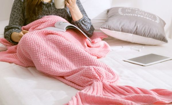 2016 Baby Mermaid Tail Blanket Super Soft Knited Crocheted Cartoon Sofa Blanket Air-condition Blanket Siesta Blanket #4008