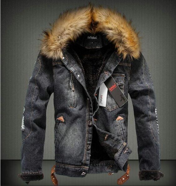 new winter men clothing jeans coat men outwear with fur collar wool denim jacket thick clothes ing, Black;brown
new winter men clothing jeans coat men outwear with fur collar wool denim jacket thick clothes ing, Black;brown