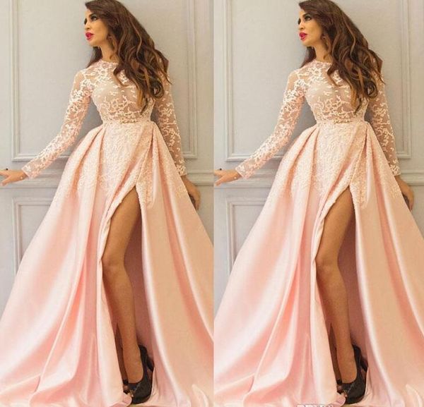 long sleeve pink arabic evening dresses lace applique side split evening gowns plus size long prom dress, Black;red
long sleeve pink arabic evening dresses lace applique side split evening gowns plus size long prom dress, Black;red