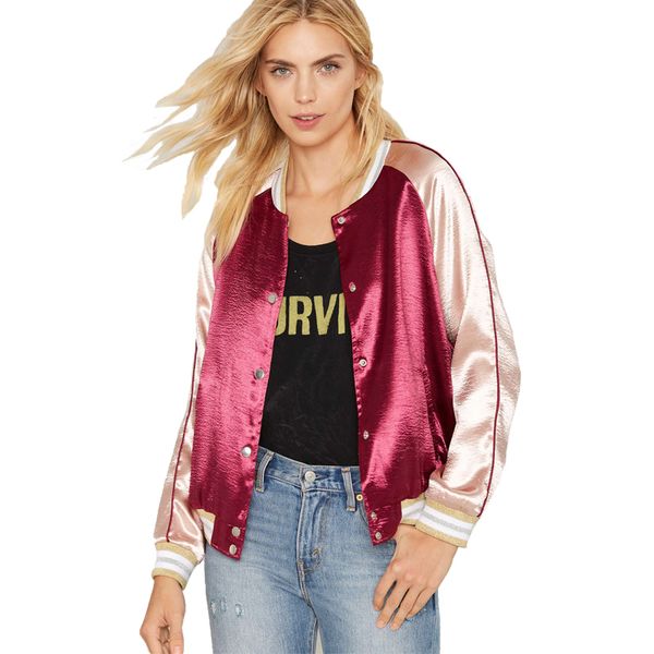 wholesale- satin bomber jacket women 2017 wine red gold jacket coat casual baseball jackets slim soft silk basic coats casacos feminino, Black;brown
wholesale- satin bomber jacket women 2017 wine red gold jacket coat casual baseball jackets slim soft silk basic coats casacos feminino, Black;brown