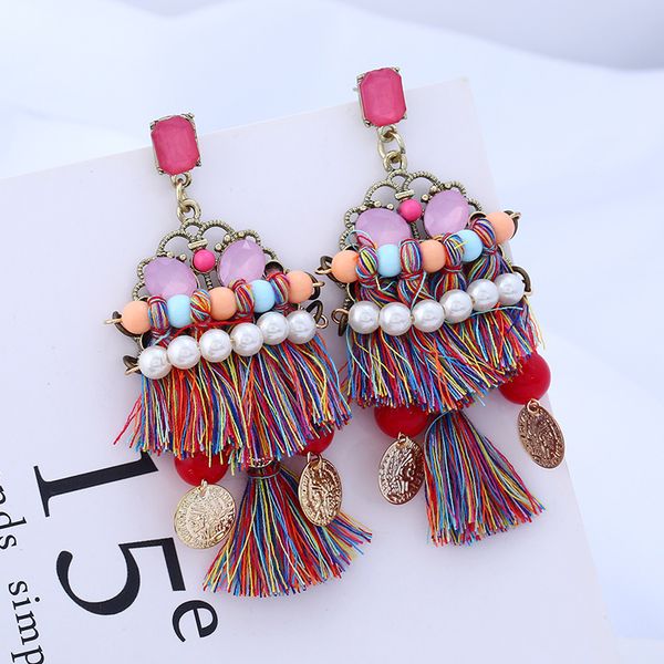 bohemian ethnic tassel earrings rhinestone dangle earrings long tassel earrings for women statement jewelry gift b749l, Silver
bohemian ethnic tassel earrings rhinestone dangle earrings long tassel earrings for women statement jewelry gift b749l, Silver
