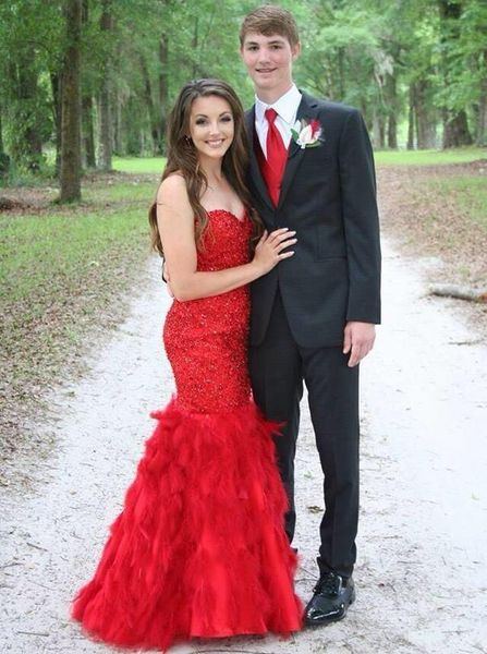 red mermaid prom dresses 2016 sweetheart sweep train feather formal evening gowns elegant sequin vestidos de festa girl party dress, Black
red mermaid prom dresses 2016 sweetheart sweep train feather formal evening gowns elegant sequin vestidos de festa girl party dress, Black