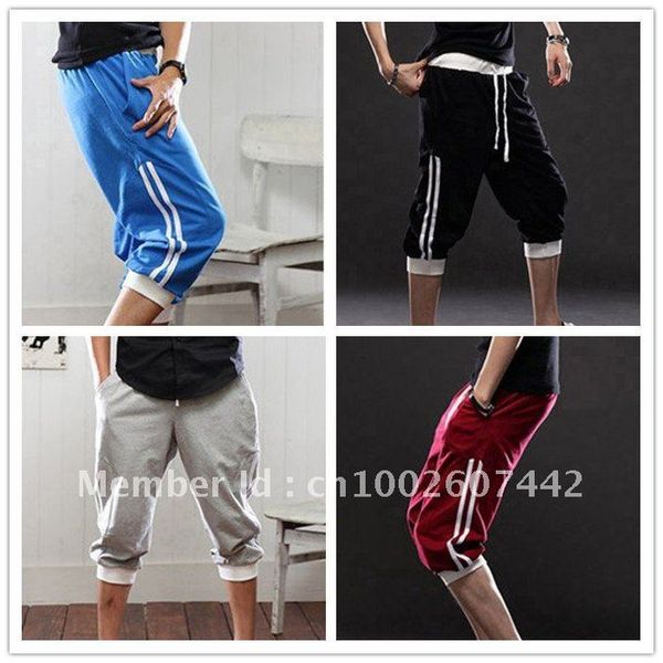

wholesale-new men's korean fashion casual sporty athletic pirate capri baggy harem shorts short pants sport pants ing, White;black