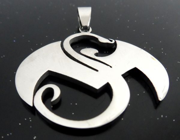 large pendant strange music charm 2in tall stainless steel pendant&30" necklace, Silver 
large pendant strange music charm 2in tall stainless steel pendant&30" necklace, Silver