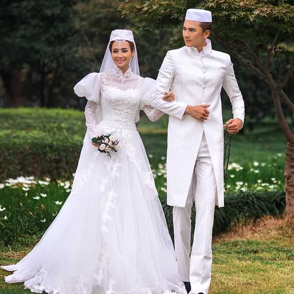 elegant muslim wedding dresses 2016 full with long sleeves 3d-floral appliques custom made tulle lace robe de mariage high neck bridal gowns, White
elegant muslim wedding dresses 2016 full with long sleeves 3d-floral appliques custom made tulle lace robe de mariage high neck bridal gowns, White