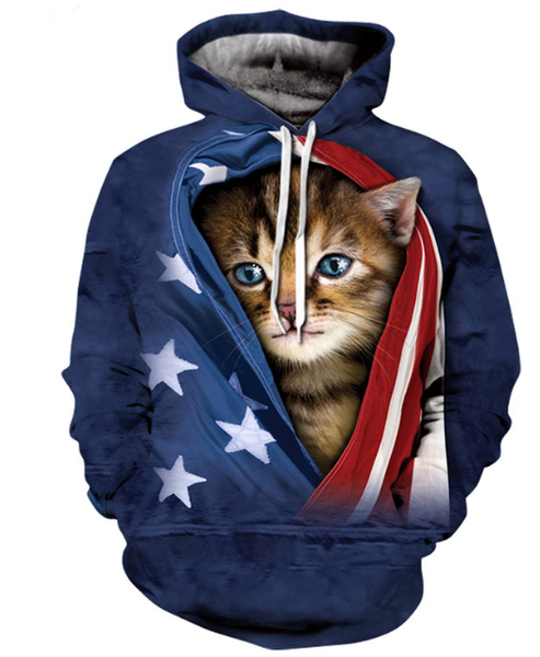 новые моды женщины / мужчины американский флаг cat забавный 3d printed повседневный толстовки толстовка plus размер 57, Black
новые моды женщины / мужчины американский флаг cat забавный 3d printed повседневный толстовки толстовка plus размер 57, Black